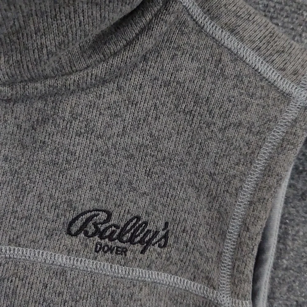 The North Face Vest Mens Medium Gray Fleece Full Zip Bally's Dover Logo